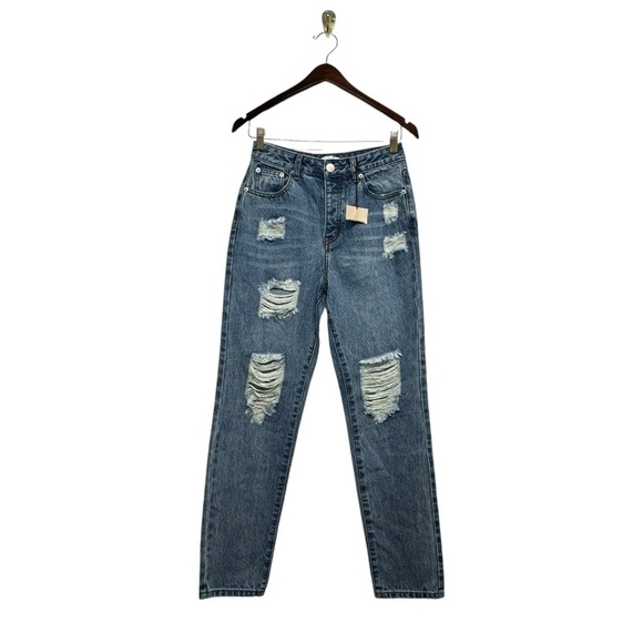 NWT REVOLVE SUPERDOWN Miranda Distressed Jeans Blue Wash 26 - Picture 4 of 10